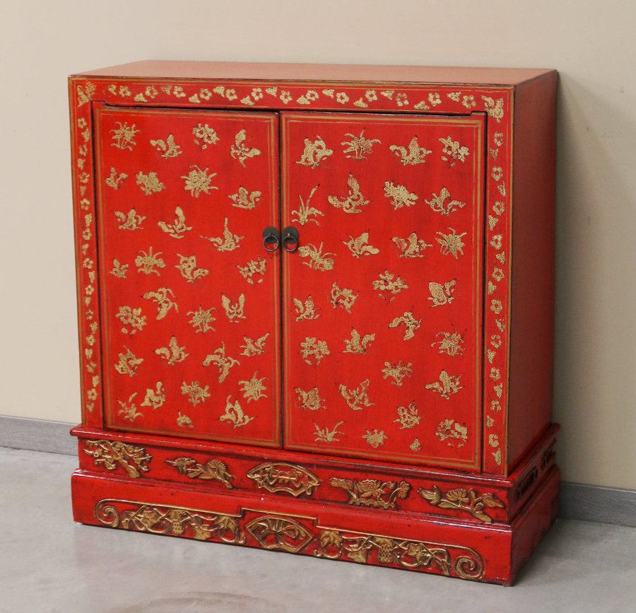 CREDENZINE, STIPI - CREDENZINO BOOKCASE SHANXI IN LACCA DECORATA - CS-11002