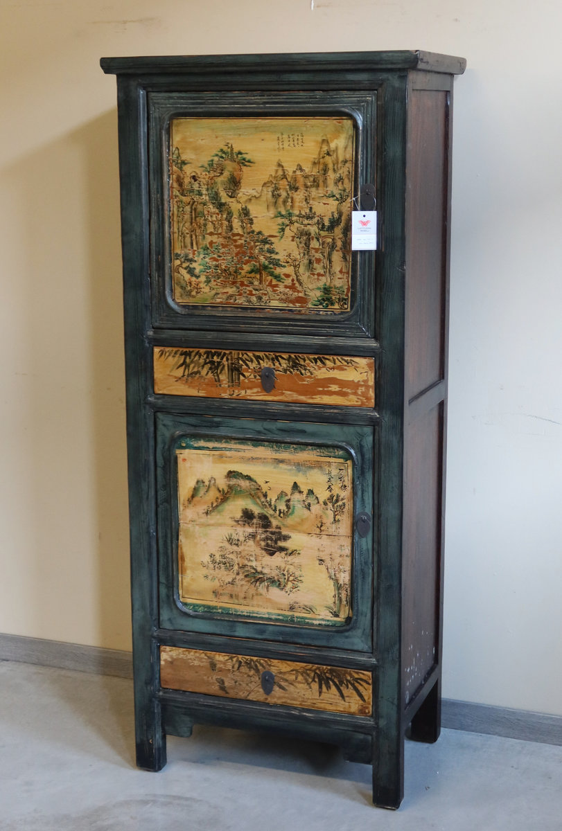 ARMADI - STRETTO ARMADIETTO CINESE PANNELLI DECORATI - AA-11249