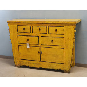 CREDENZE, MADIE - CREDENZA CASSETTIERA AD ALTARE LACCA GIALLA - CM-11282