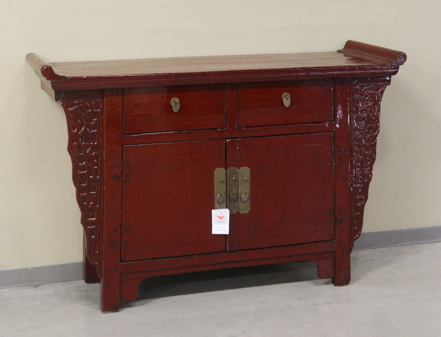 CREDENZE, MADIE - CREDENZA ALTARE CINESE LACCA BORDEAUX - CM-11290