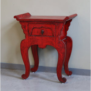 TAVOLI, CONSOLLES, SCRITTOI - CONSOLINA BASSA LACCA ROSSA 1 CASSETTO - TC-11327
