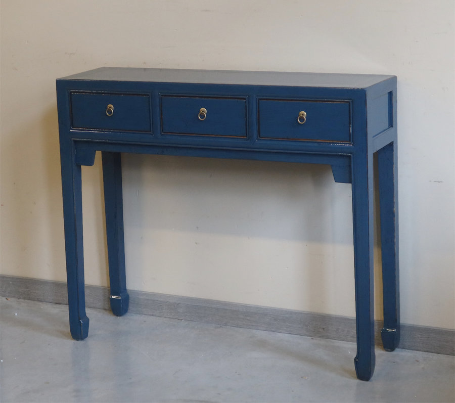 TAVOLI, CONSOLLES, SCRITTOI - CONSOLLE CINESE LACCA BLU 3C - TC-11331
