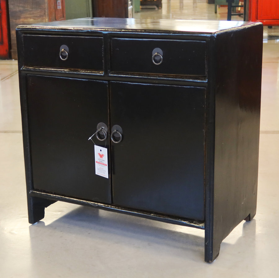 CREDENZINE, STIPI - COMODINO CINESE LACCA NERA - CS-11355