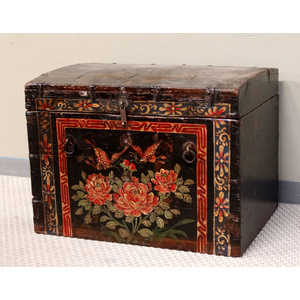 BAULI - BAULE MONGOLIA DECORATO CON COPERCHIO BOMBATO - BB-11357