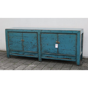 CREDENZE, MADIE - CREDENZA CINESE LACCA AZZURRA 4 ANTE - CM-11405