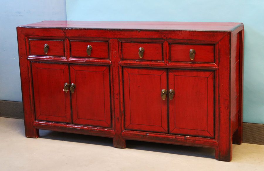 CREDENZE, MADIE - BUFFET CINESE LACCA ROSSA 4C4A - CM-11546