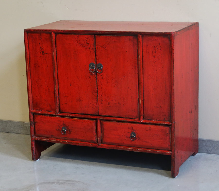 CREDENZINE, STIPI - CREDENZINO CINESE IN LACCA ROSSA - CS-11634