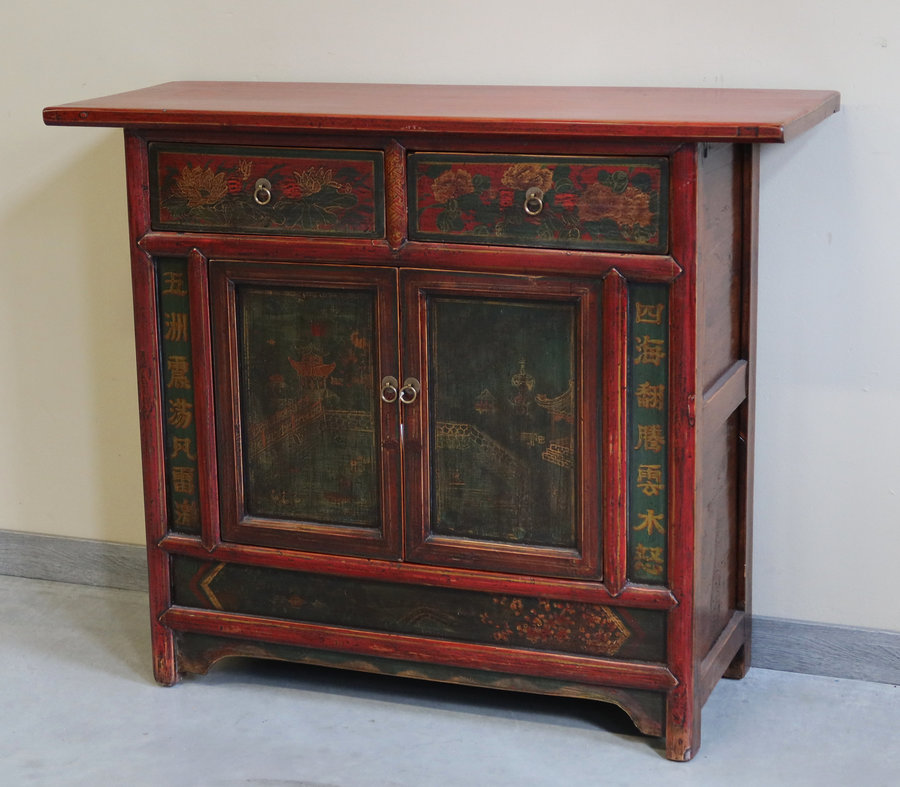 CREDENZE, MADIE - CREDENZA MONGOLIA DECORATA TOP AGGETTANTE - CM-11653