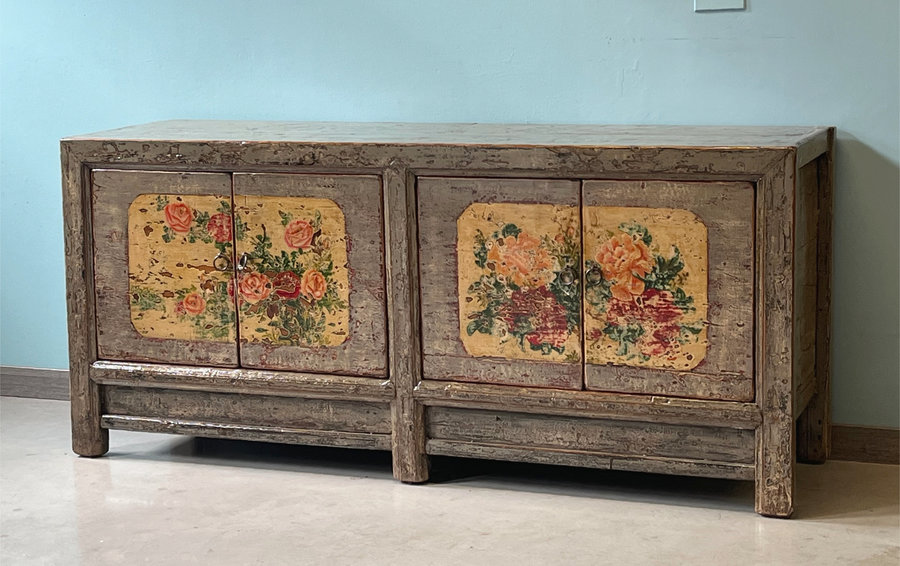 CASSAPANCHE - CREDENZA BASSA MONGOLIA 2 PANNELLI DECORATI - CP-11664