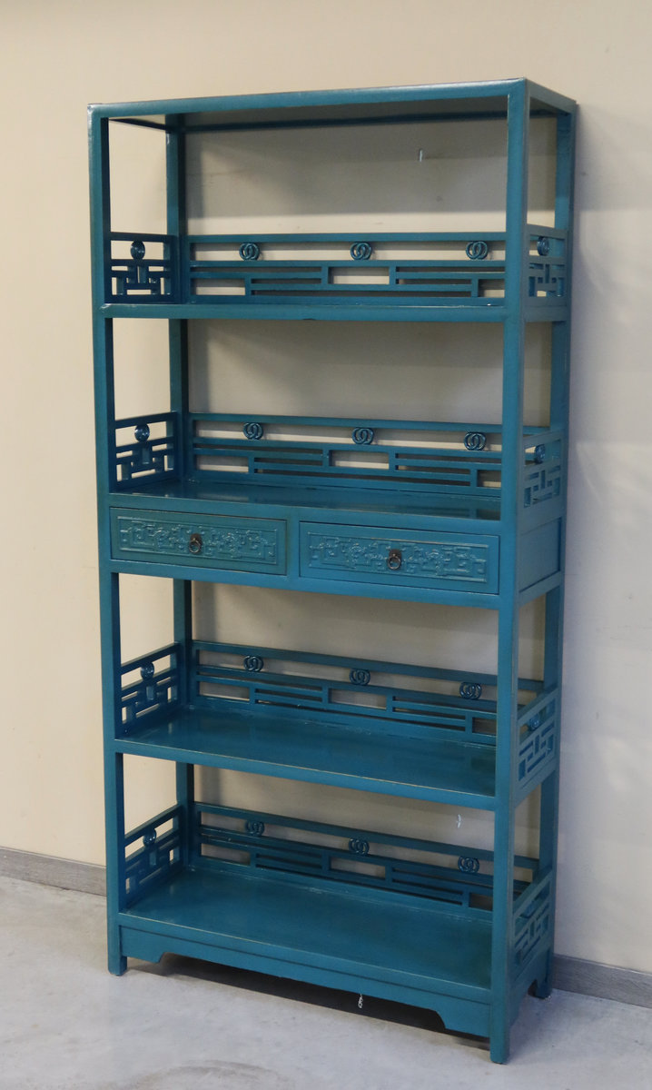 ARMADI - LIBRERIA CINESE LACCATA 2C CON INTAGLI - AA-11668