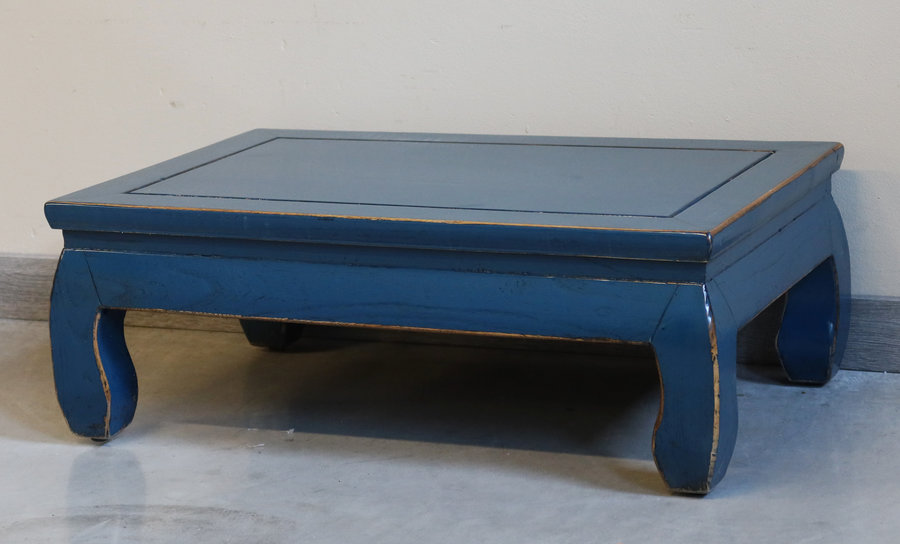 TAVOLI, TAVOLINI BASSI - TAVOLINO CINESE LACCA BLU GAMBE ARCUATE - TT-11698